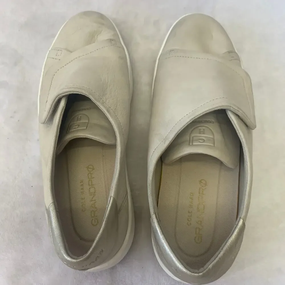 Cole Haan Womens 9.5 Grandpro Tennis Flatform Monk Sneakers Silver Gray Shoes